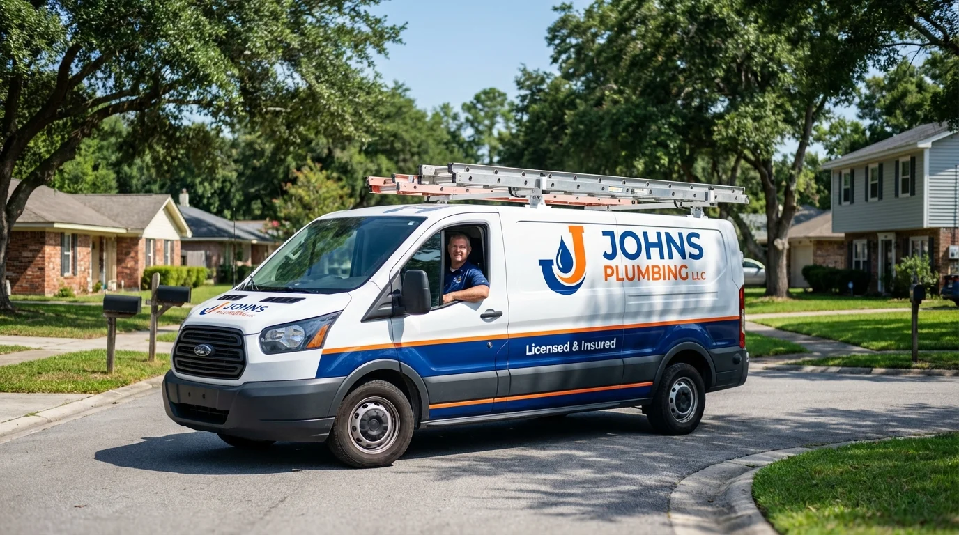 Johns Plumbing LLC service van in Landisville, PA