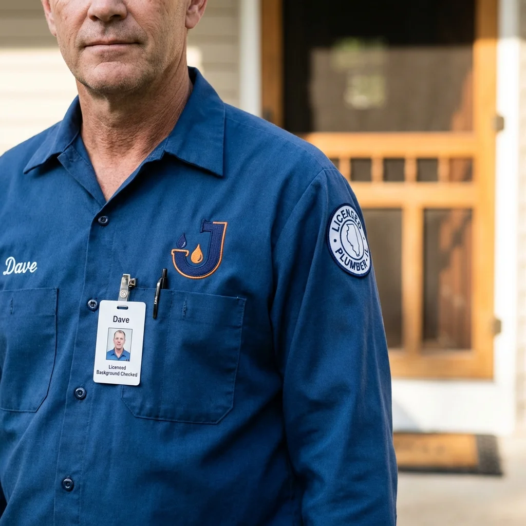 Licensed plumber showing ID badge in Landisville, PA