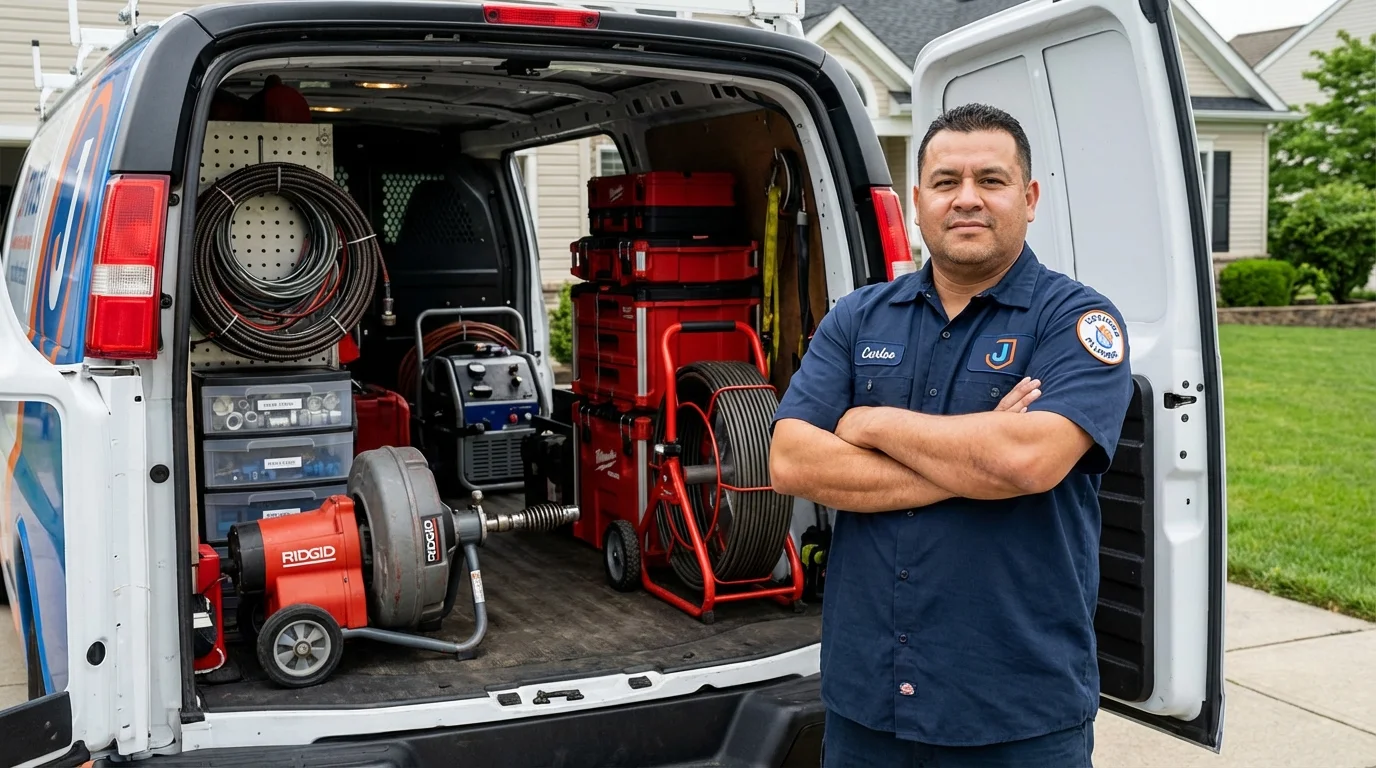 Professional drain cleaning equipment and Johns Plumbing LLC plumber in Landisville