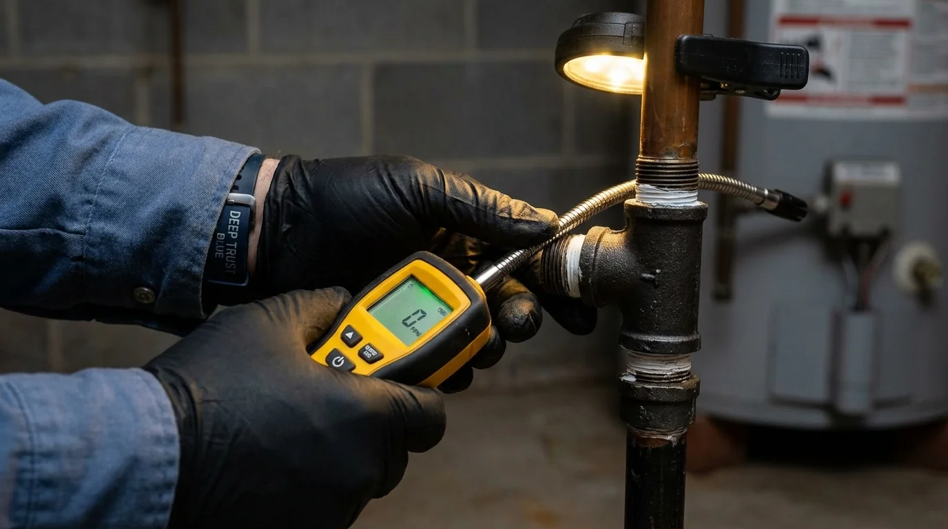 Gas leak detection with electronic sniffer by Johns Plumbing LLC in Landisville