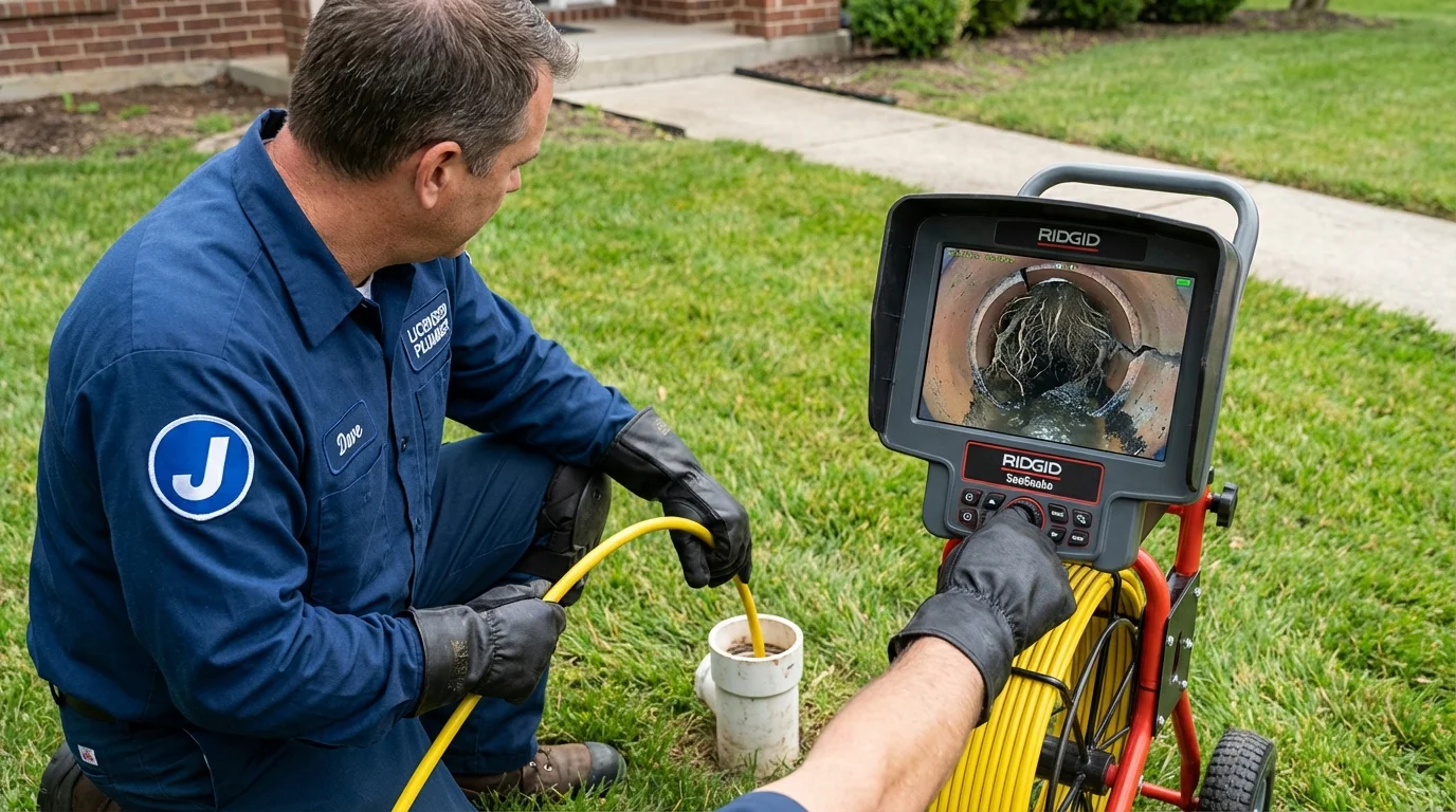 Sewer camera inspection being performed by Johns Plumbing LLC in Landisville